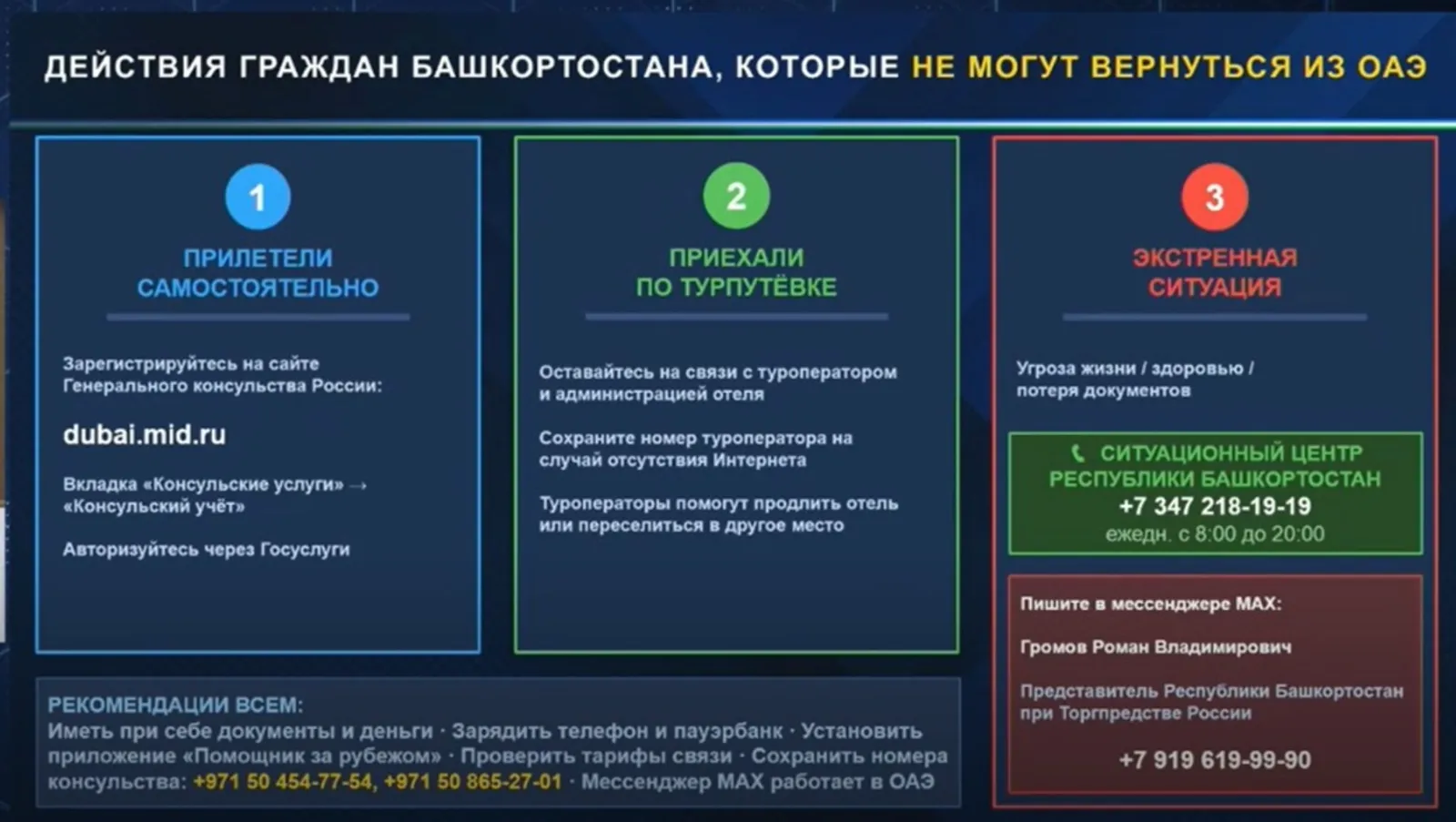 Глава Башкирии подтвердил поддержку российских туристов на Ближнем Востоке