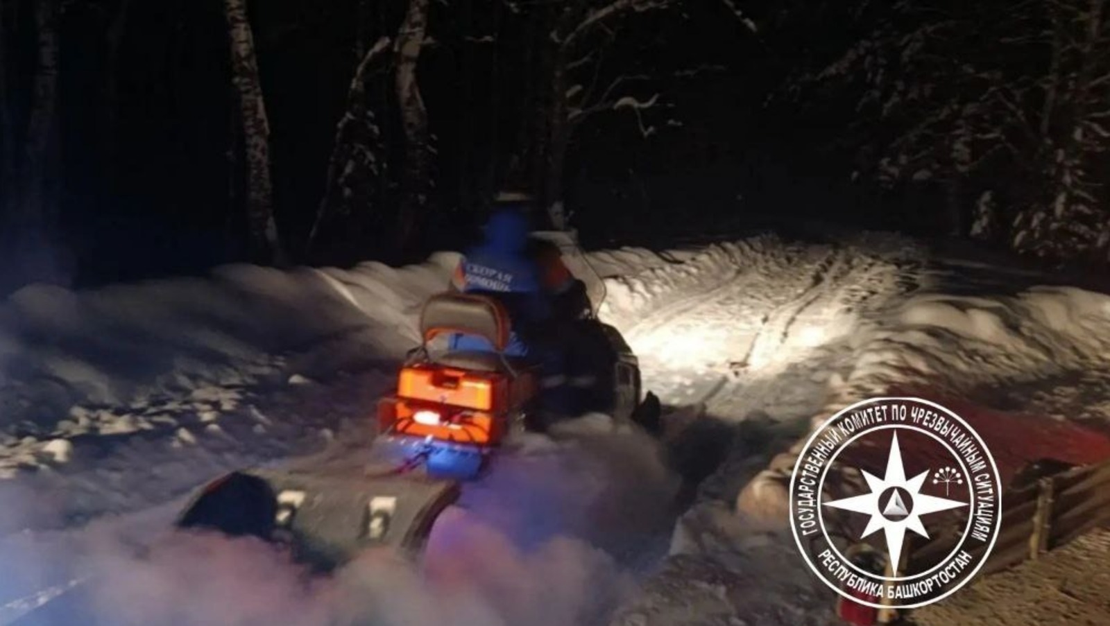 В Башкирии спасатели помогли медику добраться до пациента на снегоходе